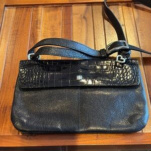 Brighton Dark Brown Crossbody Bag with Crocodile Embossed Leather